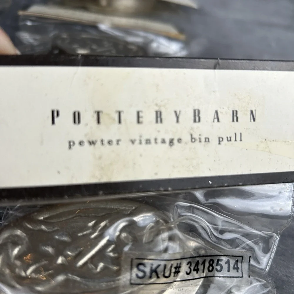 Pottery Barn Pewter Vintage Bin Pull Drawer Door Hardware Multiple Available NOS